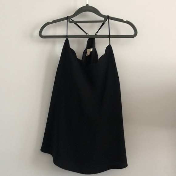 Black J. Crew Factory Scalloped Shell Top Size 4 - Picture 1 of 3